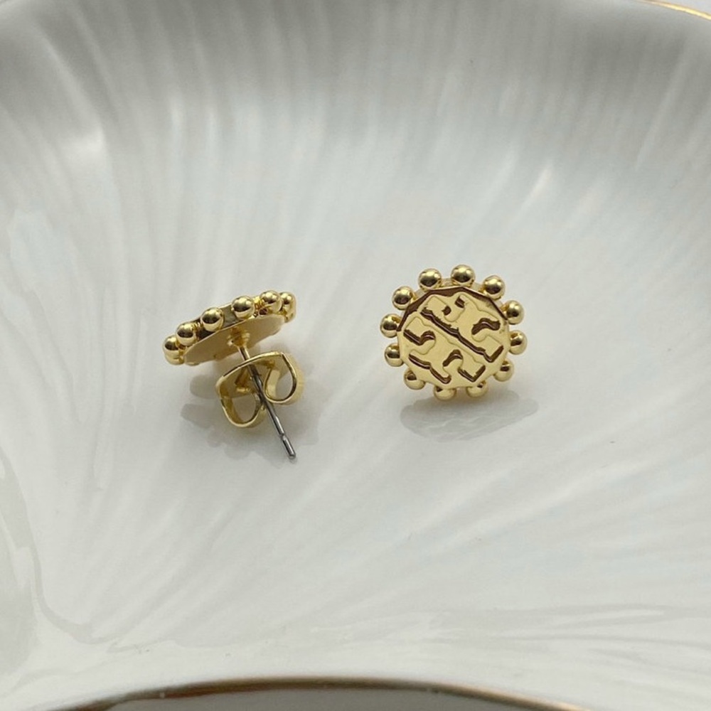 Tory Burch Gold Emblem Stud Earrings